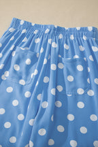 White Polka Dot Print Patched Pocket Mid-rise Straight Leg Pants