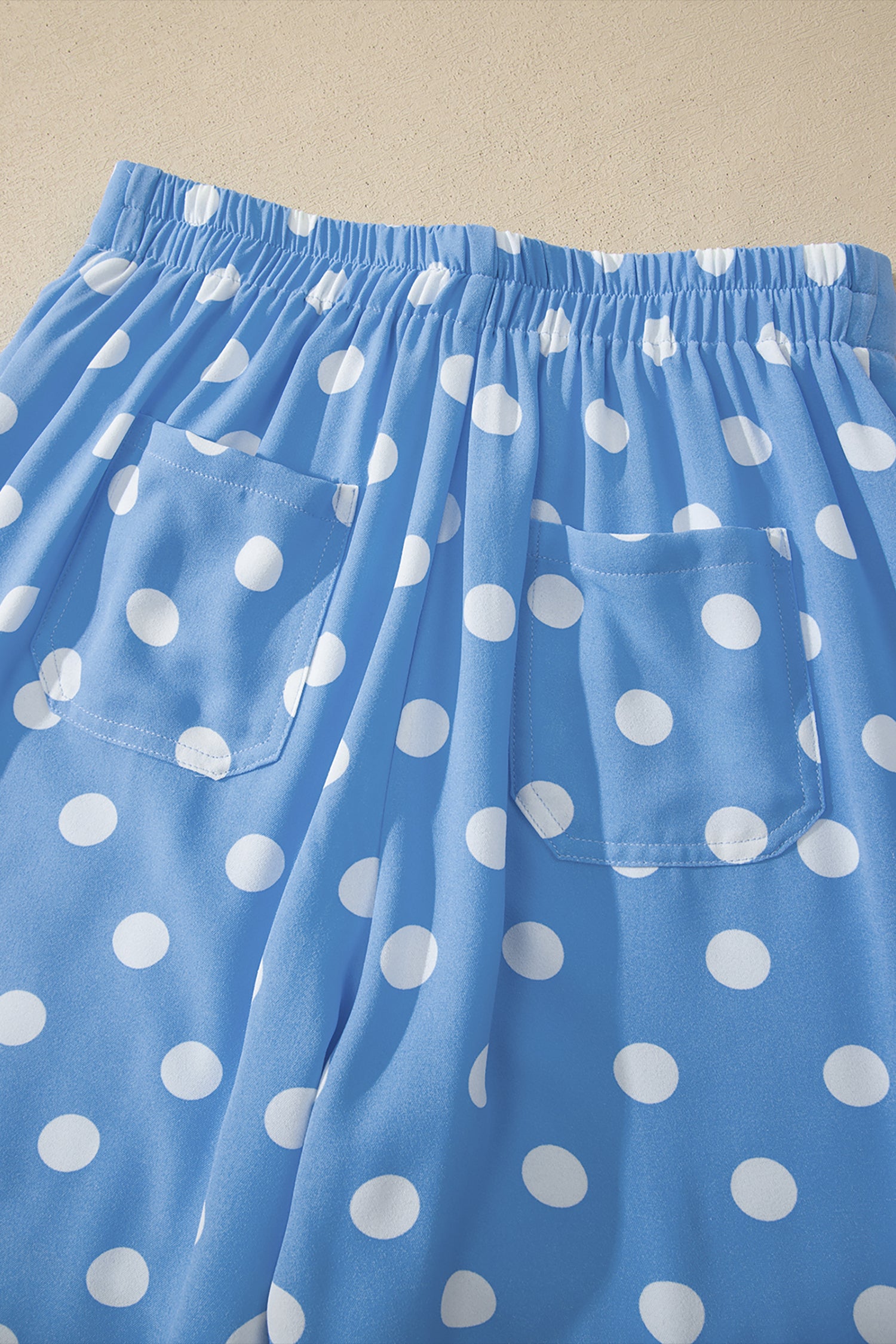 White Polka Dot Print Patched Pocket Mid-rise Straight Leg Pants