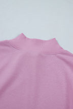 Pink Solid Color High Neck Cap Sleeve Loose Top