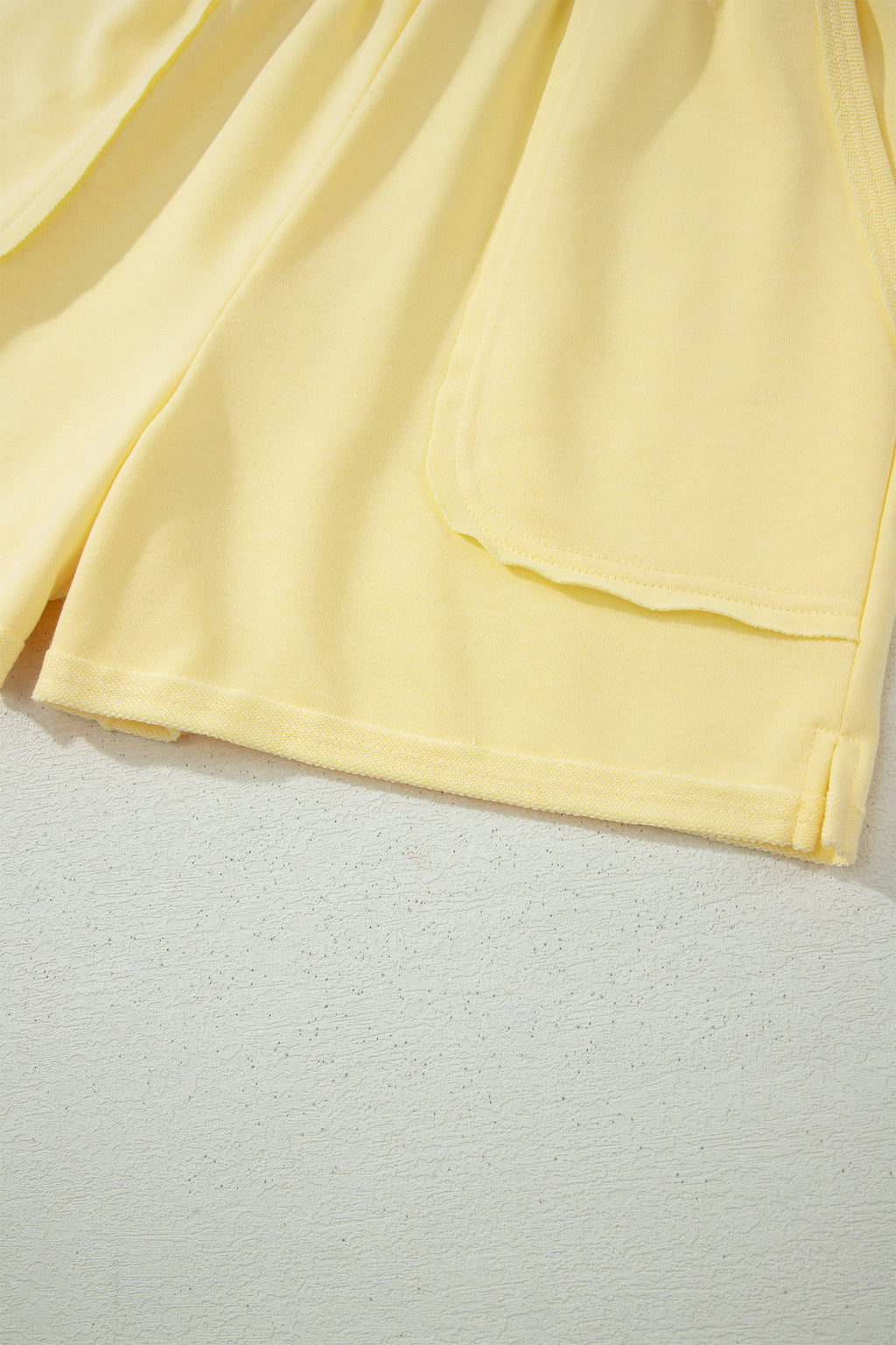 Banana Cream Loose Polo Tee Elastic Waist 2pcs Short Set