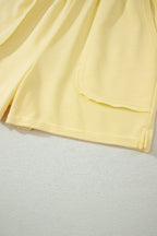 Banana Cream Loose Polo Tee Elastic Waist 2pcs Short Set