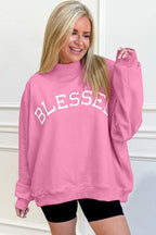 Apricot Pink Oversize Mock Neck Sweatshirt