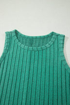 Bonbon Slim Ribbed Mineral Wash Tank Top