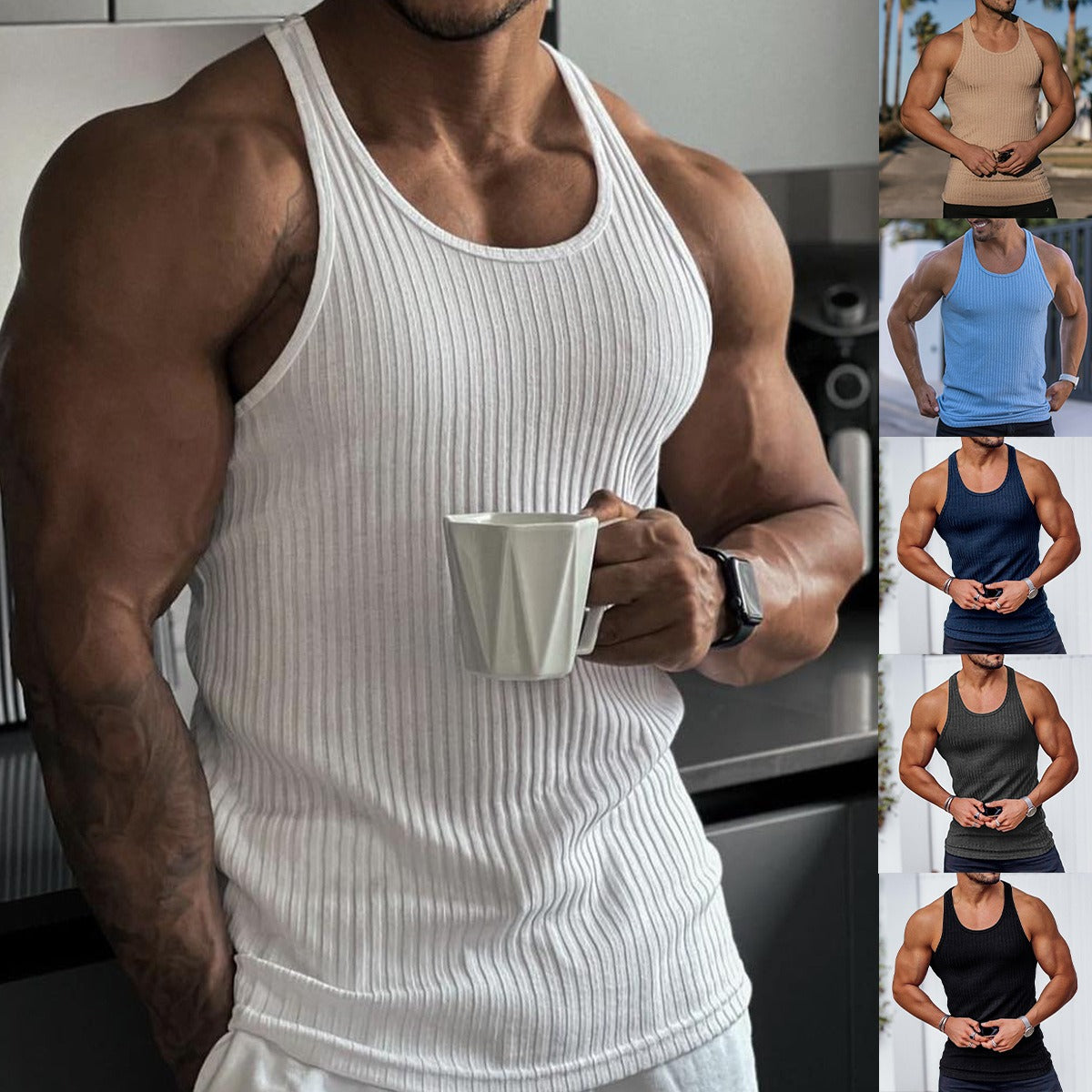 Men’s Summer Slim Fit Racerback Tank Top
