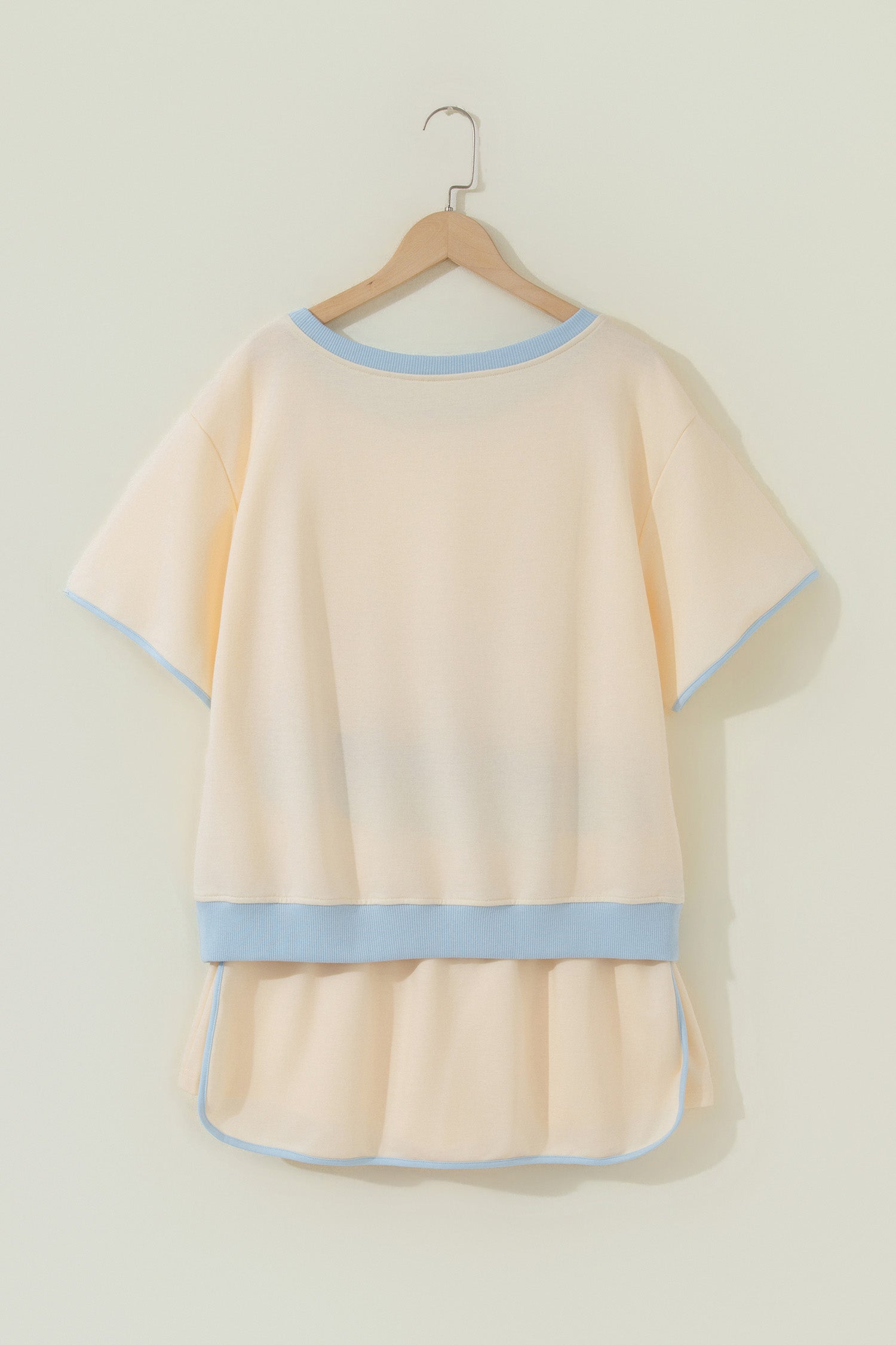 Turquoise Colorblock Edge Drop Shoulder T Shirt and Skort 2Pcs Set