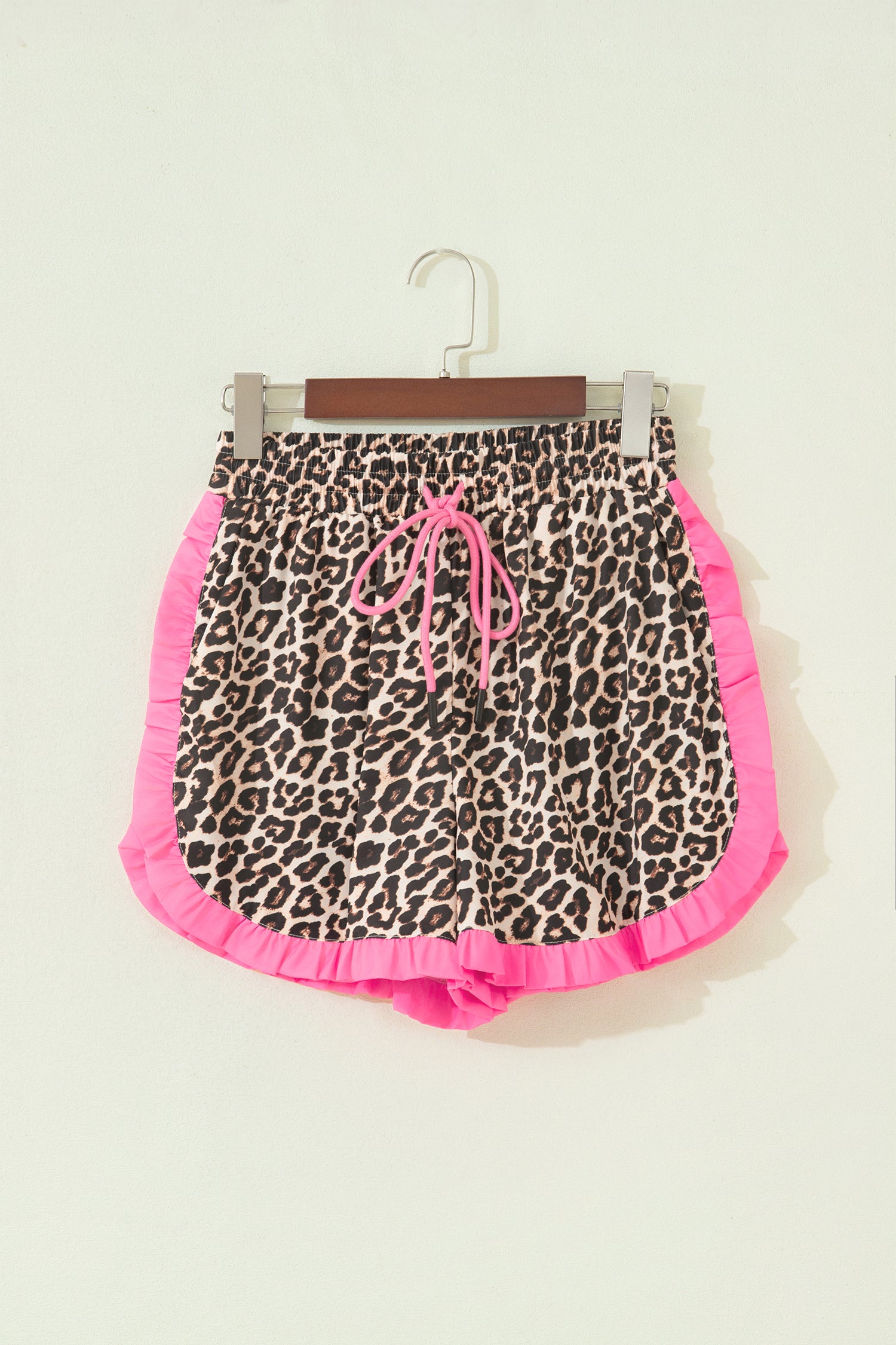 White Polka Dot Contrast Ruffle Trim Shorts