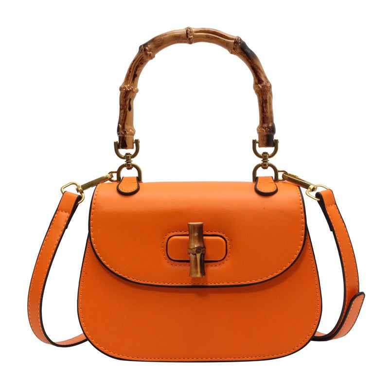 Retro Handheld Bamboo Shoulder Saddle Bag
