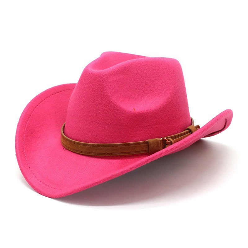 Retro Camel Wide Brim Wool Denim Top Hat