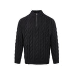 Men's Loose Fit Rich Man Hemp Pattern Coarse Knit Sweater