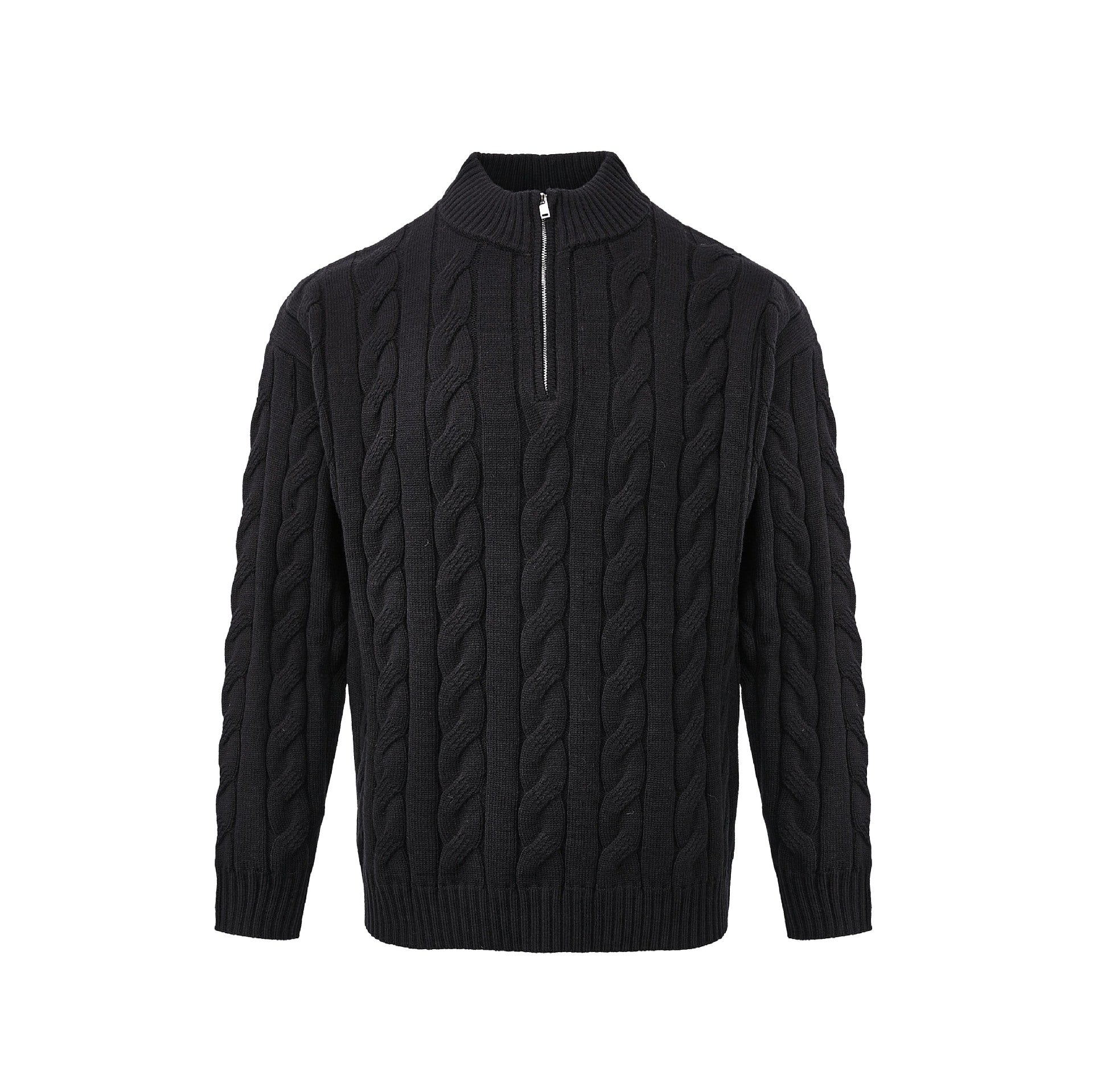 Men's Loose Fit Rich Man Hemp Pattern Coarse Knit Sweater