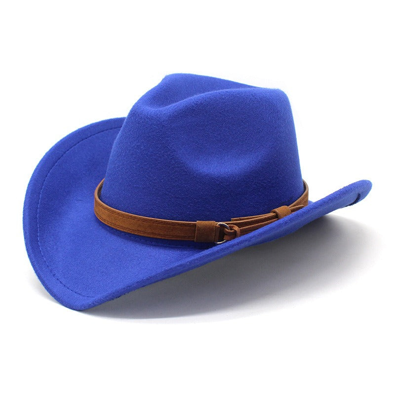 Retro Camel Wide Brim Wool Denim Top Hat