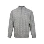 Men's Loose Fit Rich Man Hemp Pattern Coarse Knit Sweater