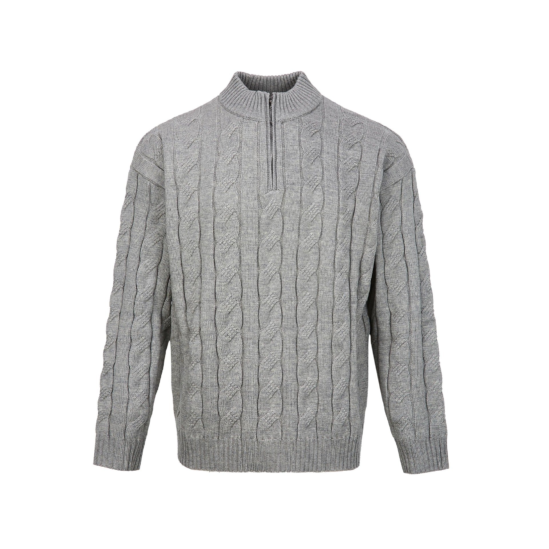 Men's Loose Fit Rich Man Hemp Pattern Coarse Knit Sweater