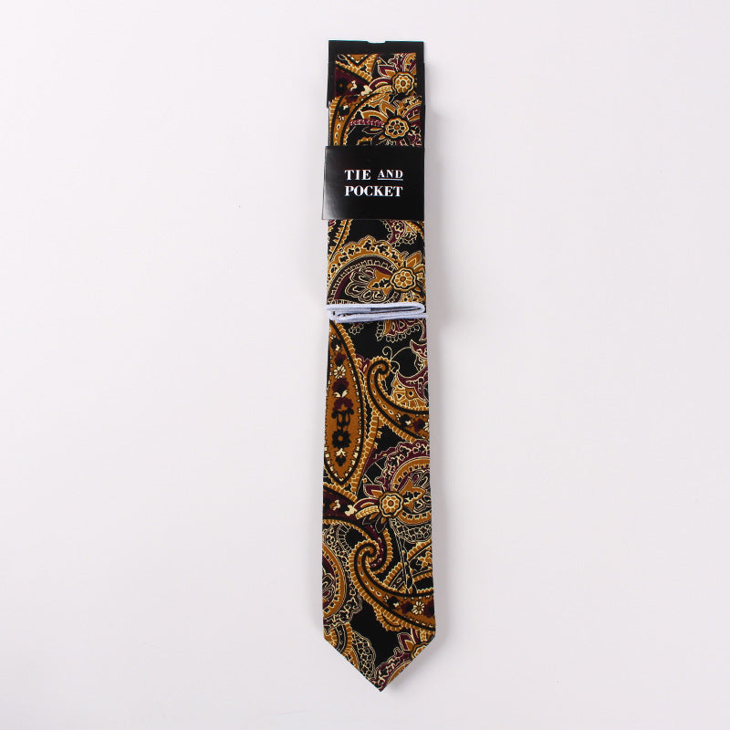 Necktie Suit Printed Cotton Necktie Pocket Towel Trendy Two Piece Set