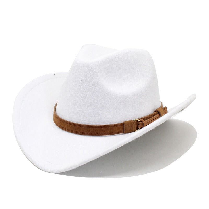 Retro Camel Wide Brim Wool Denim Top Hat