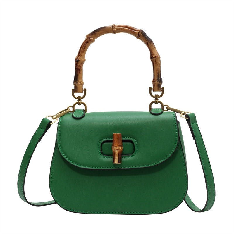 Retro Handheld Bamboo Shoulder Saddle Bag