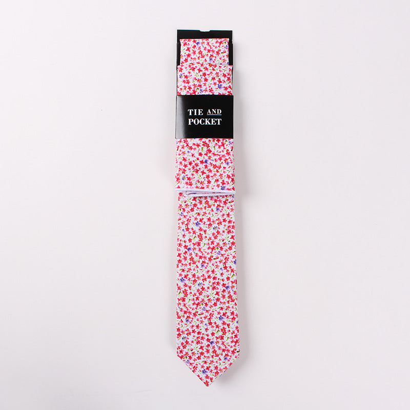 Necktie Suit Printed Cotton Necktie Pocket Towel Trendy Two Piece Set