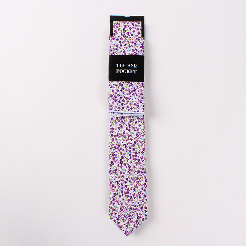 Necktie Suit Printed Cotton Necktie Pocket Towel Trendy Two Piece Set