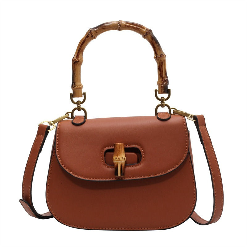Retro Handheld Bamboo Shoulder Saddle Bag