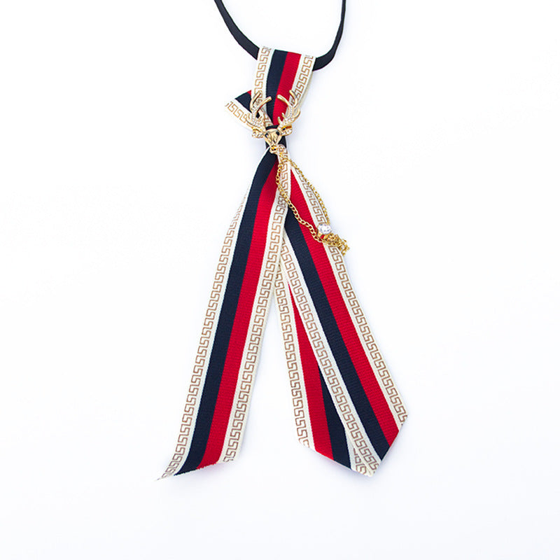 Sweet College Style Metal Chain Bow Tie Girls Shirt Accessory
