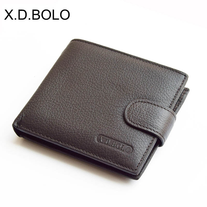 X.D.BOLO Men’s Genuine Cowhide Leather Wallet with Coin Pocket