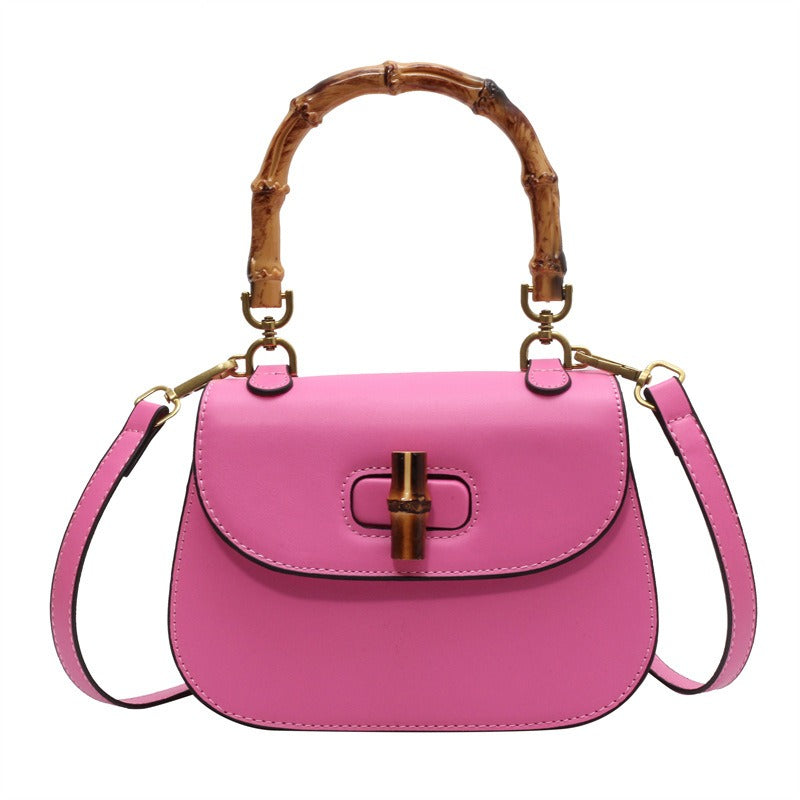 Retro Handheld Bamboo Shoulder Saddle Bag