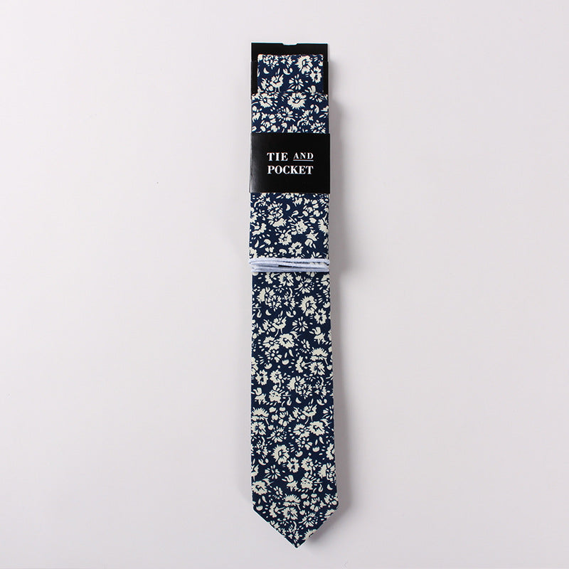 Necktie Suit Printed Cotton Necktie Pocket Towel Trendy Two Piece Set