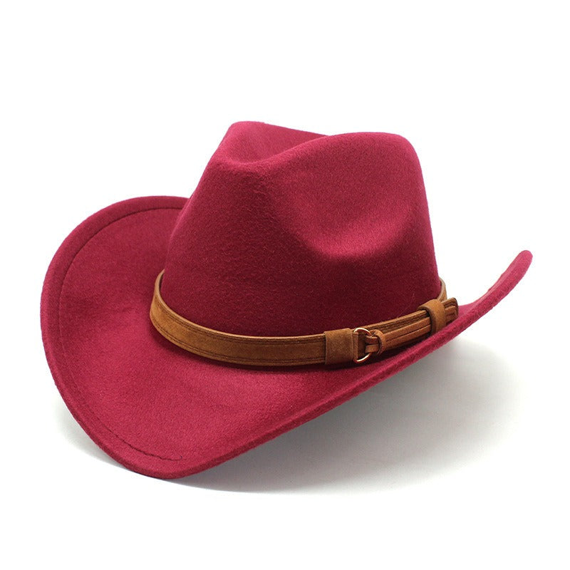 Retro Camel Wide Brim Wool Denim Top Hat