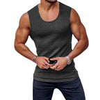 Men’s Summer Knitted Vertical Stripe Sleeveless Fitness Tank Top