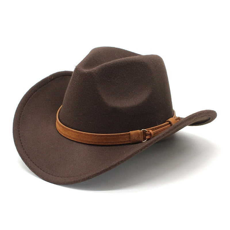 Retro Camel Wide Brim Wool Denim Top Hat