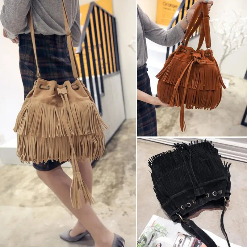 Retro Shoulder Bag Vintage Tassel Cross Body Bag