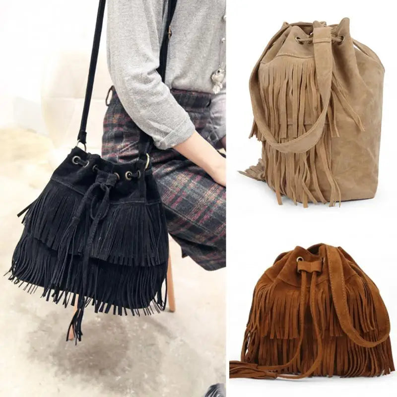 Retro Shoulder Bag Vintage Tassel Cross Body Bag