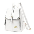 White Leather Backpack Women Fashion School Bag Travel Shoulder Purse Ladies 2025