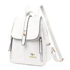 White Leather Backpack Women Fashion School Bag Travel Shoulder Purse Ladies 2025
