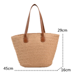 Large Straw Basket Bag Women Braided Clutch Top-Handle Summer Beach Tote Purse
