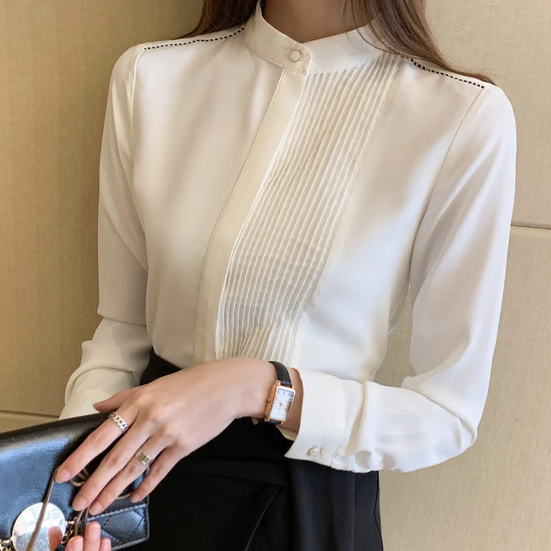 Elegant Bow V-Neck Chiffon Blouse for Women