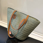 Large Straw Basket Bag Women Braided Clutch Top-Handle Summer Beach Tote Purse