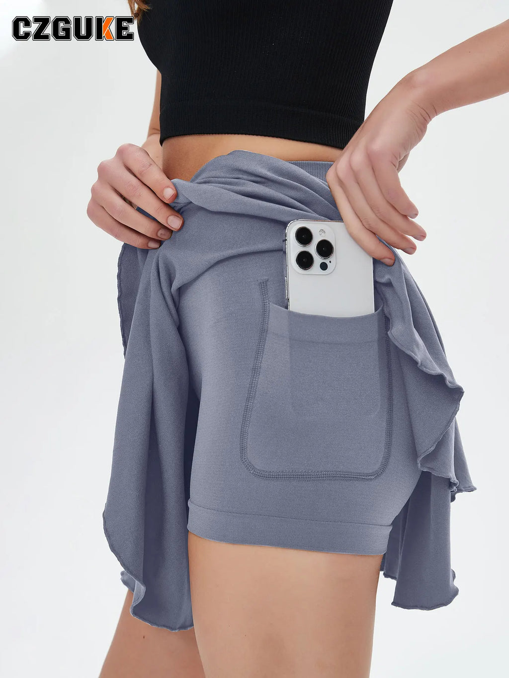 Women’s High-Waist Tennis Skirt – 2-in-1 Sports Skort with Pocket Shorts