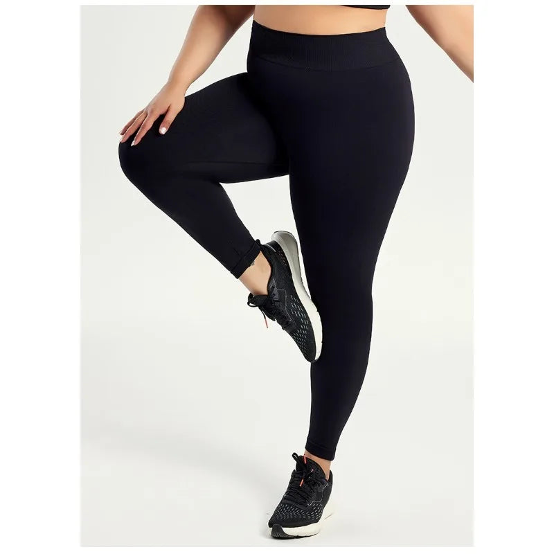 STOUREG Plus Size Yoga Pants for Women, Plus Size Running Leggings, High Waist Seamless Long Pants for Obese Fitness