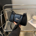 Vintage Shoulder Bag Small Purse for Women PU Leather Y2K Underarm Handbag Black