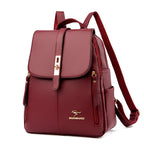 White Leather Backpack Women Fashion School Bag Travel Shoulder Purse Ladies 2025