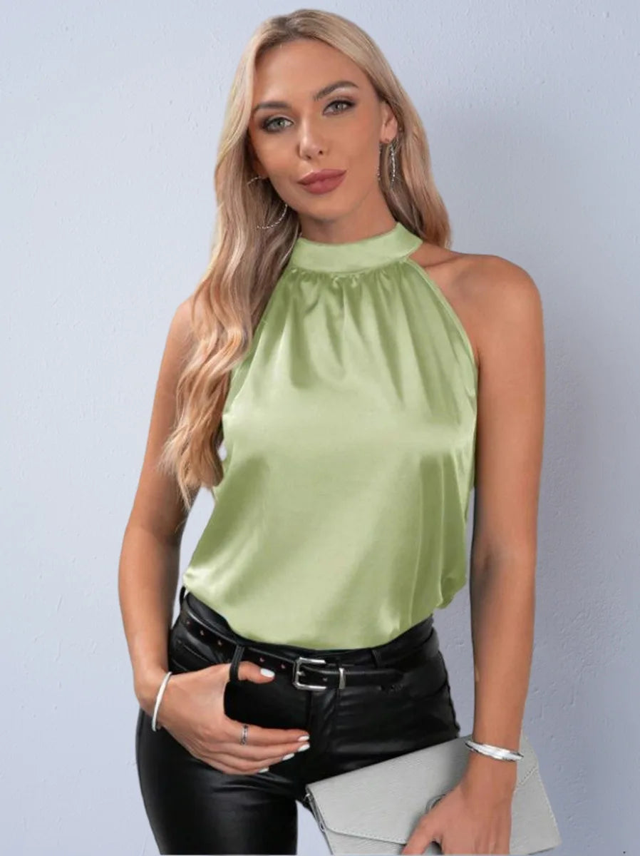 Elegant Satin Sleeveless Vest Top