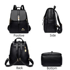 White Leather Backpack Women Fashion School Bag Travel Shoulder Purse Ladies 2025