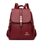White Leather Backpack Women Fashion School Bag Travel Shoulder Purse Ladies 2025