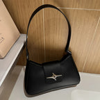 Vintage Shoulder Bag Small Purse for Women PU Leather Y2K Underarm Handbag Black