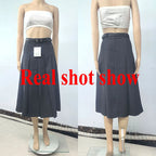 Lucyever All-Match Pleated Skirts Women Autumn Winter High Waist A-Line Folds Skirts Female Korean Fashion with Belt Midi Skirts