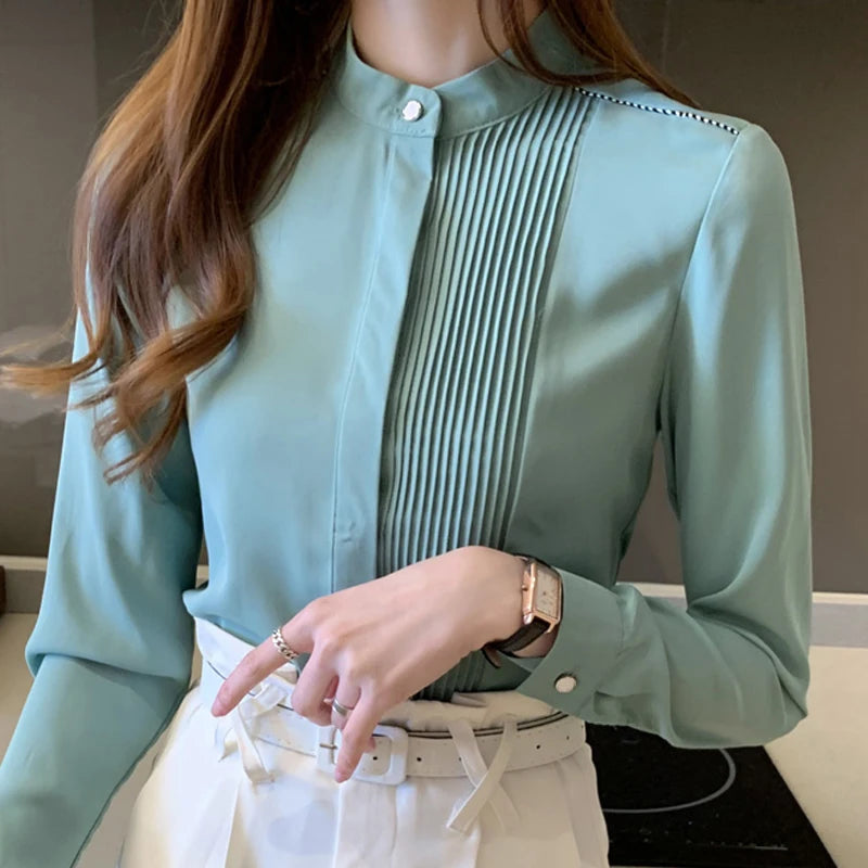 Elegant Bow V-Neck Chiffon Blouse for Women