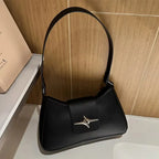 Vintage Shoulder Bag Small Purse for Women PU Leather Y2K Underarm Handbag Black