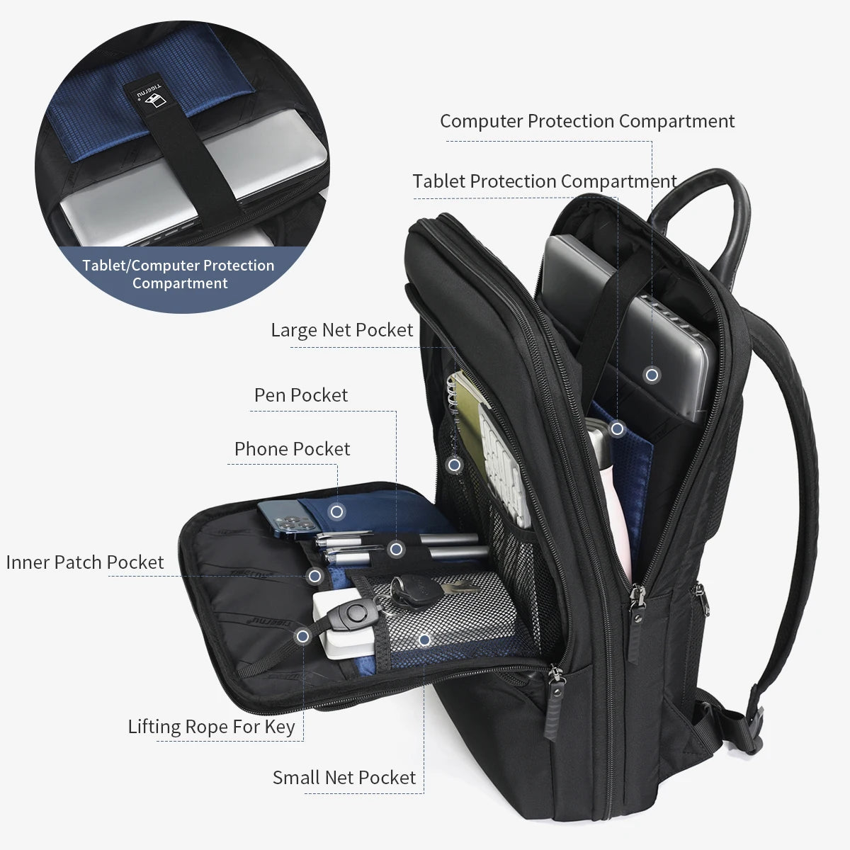 Tigernu Thin Expandable Laptop Backpack for Men