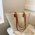 Large Straw Basket Bag Women Braided Clutch Top-Handle Summer Beach Tote Purse